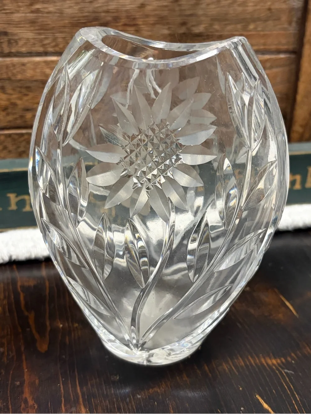1960’s German Lausitzer Margaret lead Crystal Sunflower Vase